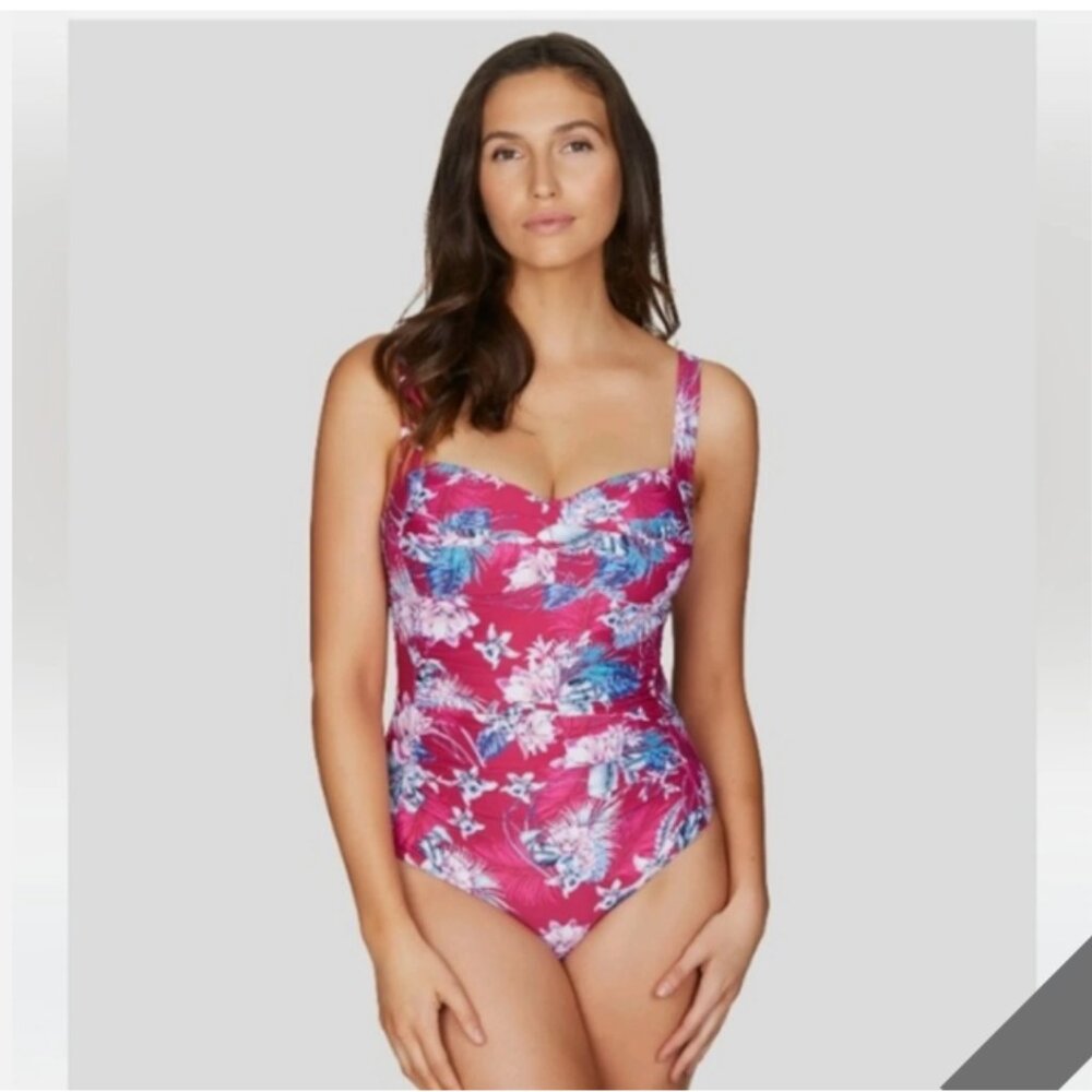 NWOT Nip Tuck Joanne Twist Font One piece tummy control Swimsuit Pink Floral 4